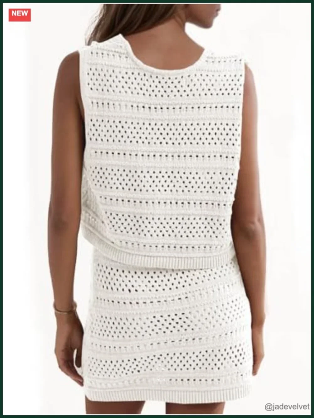 Crochet 2 Piece Swim Cover Up Set: V Neck Crop Top & Mini Skirt